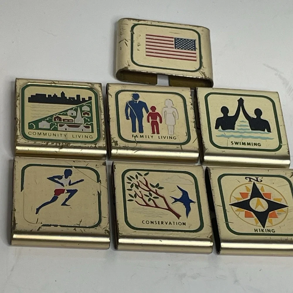 Boy Scout BSA belt loop slides, skill awards Lot 7 Webelos Ribbons Badges Pins